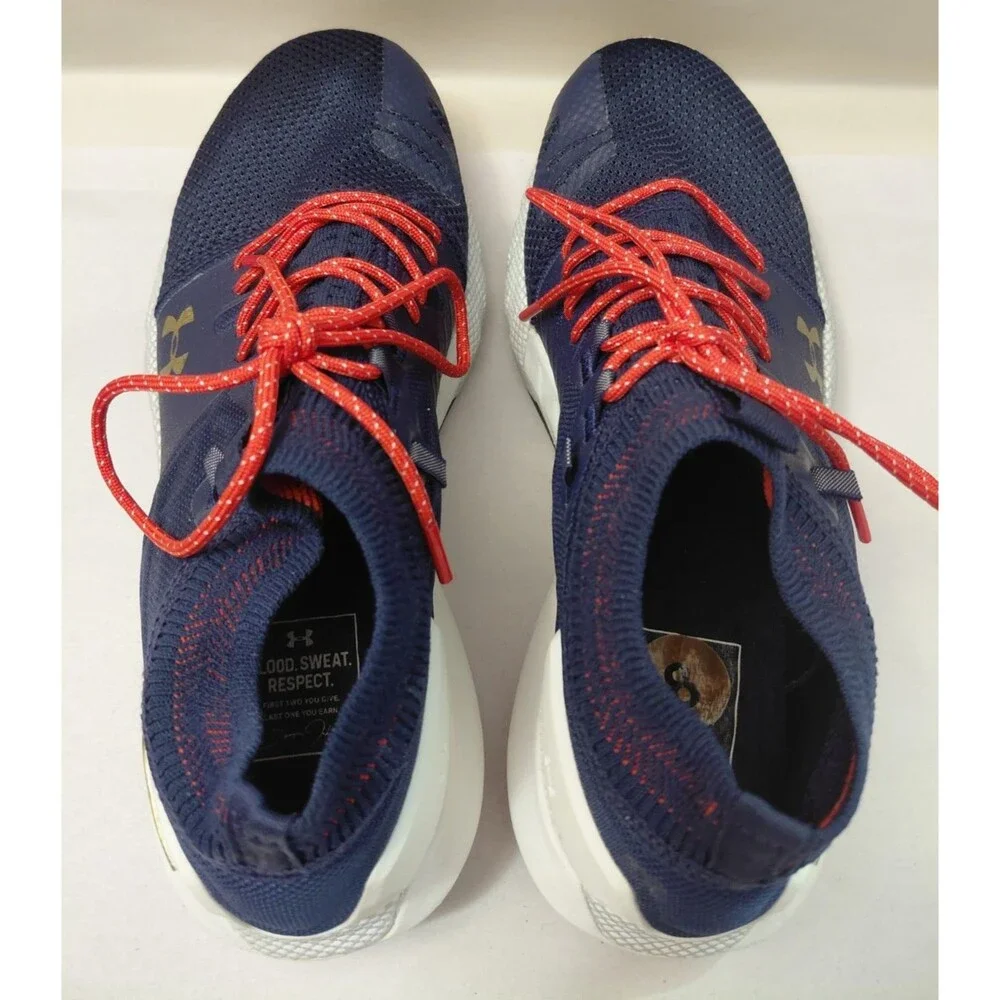 Under Armour HOVR Project Rock 2 Training Size 8 Blue Gold Gym Sneakers